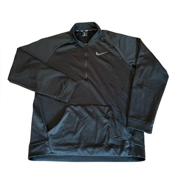 Nike Men's Therma Quarter Zip Training Top Dri Fit Front Pocket Medium Black - Picture 1 of 9